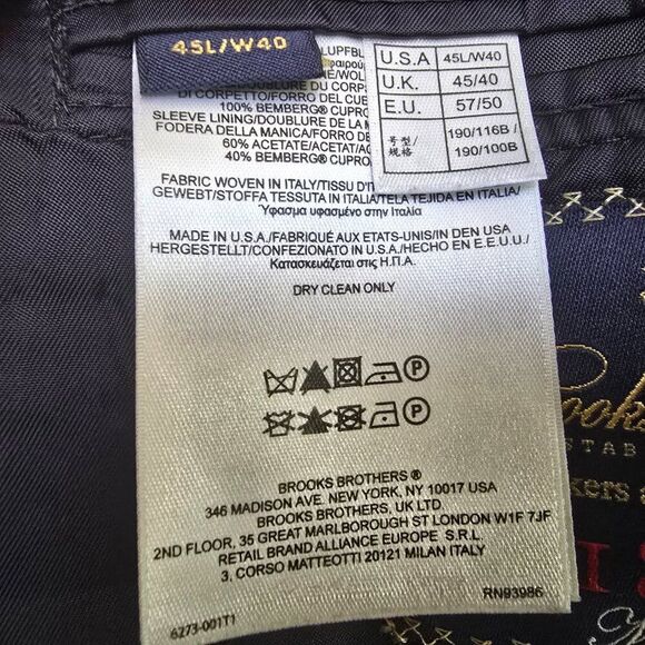 Brooks Brothers 1818 Madison SaxXon Navy Pinstripe Wool Suit Coat 45L - Picture 6 of 15